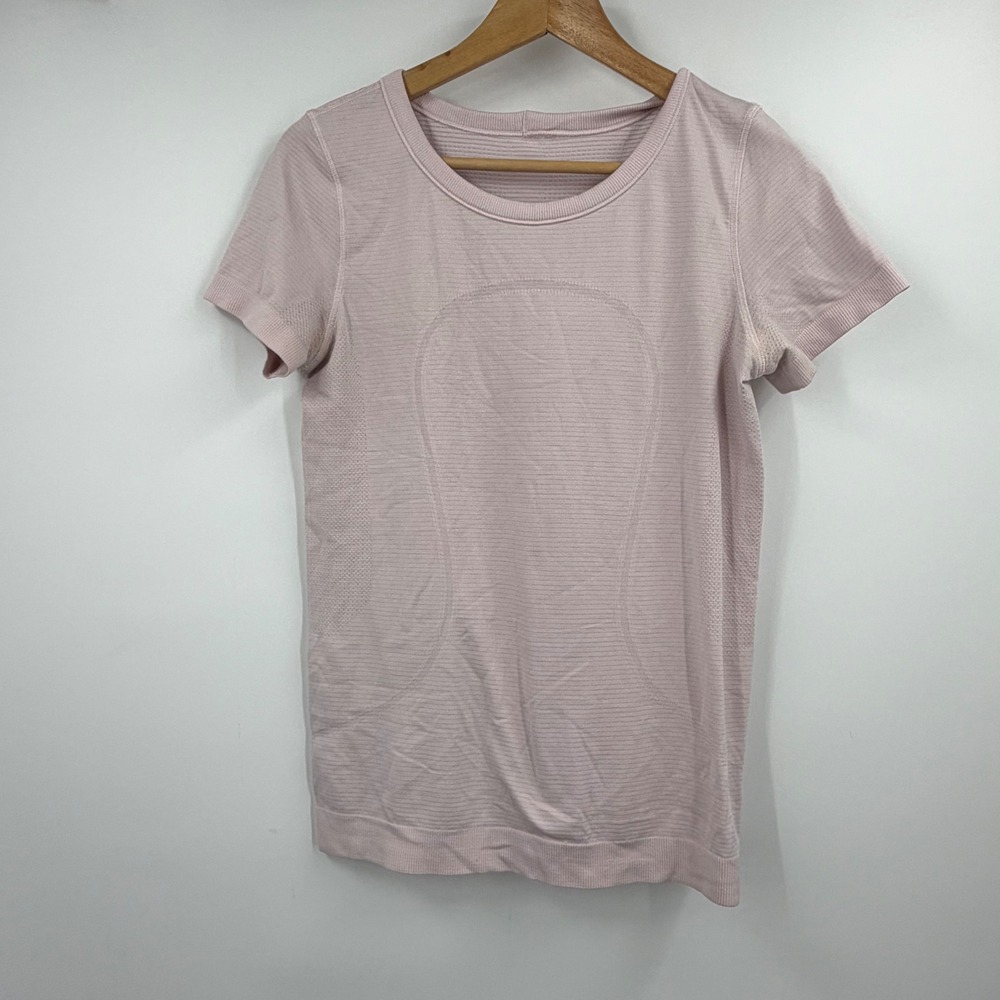Lululemon Swiftly Tech Short Sleeve Shirt Blush Quartz Pink Striped Slim Fit